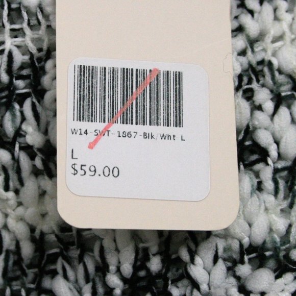 Lush Bobbles & Lace Mottled Black & White Polyester Blend Sweater SZ L NWT - Picture 9 of 11